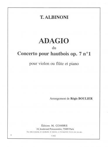 copertina Adagio du Concerto Op.7 n1 pour hautbois Combre