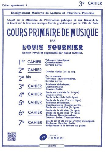 copertina Cours primaire de musique cahier 3 Combre