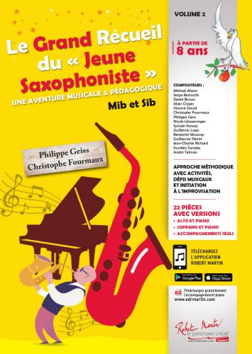 copertina LE GRAND RECUEIL DU JEUNE SAXOPHONISTE Musical et pdagogique Mib et Sib Editions Robert Martin