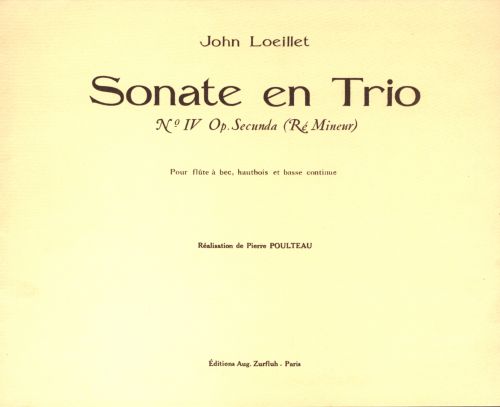 copertina Sonate Op. III N4 En Trio En Re Mineur Editions Robert Martin