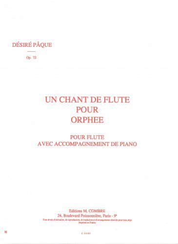 copertina Un chant de flte pour Orphe Combre