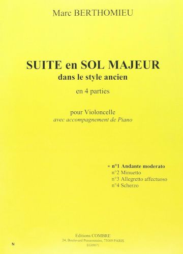 couverture Andante moderato n1 de la Suite en Sol maj. Combre