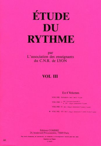 couverture C.N.R. de Lyon - Etude du rythme Vol.3 Combre