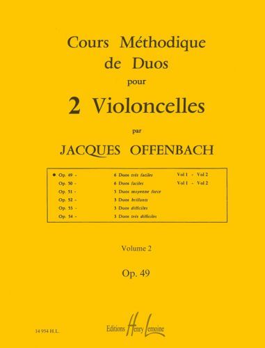 couverture Cours mthodique de duos pour deux violoncelles Op.49 Vol.2 Editions Henry Lemoine