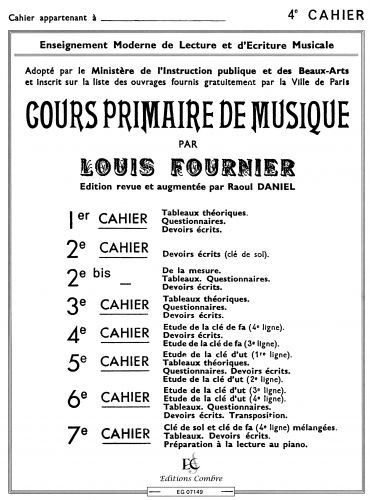 couverture Cours primaire de musique cahier 4 Combre