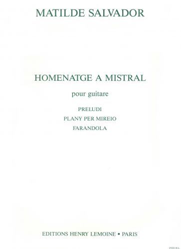 couverture Homenatge  Mistral Editions Henry Lemoine