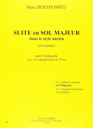 couverture Minuetto n2 de la Suite en Sol maj. Combre