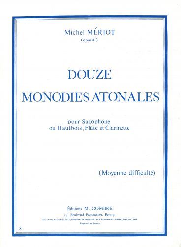 couverture Monodies atonales (12) Combre