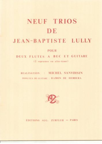 couverture Neuf Trios Jean-Baptiste Lully Editions Robert Martin