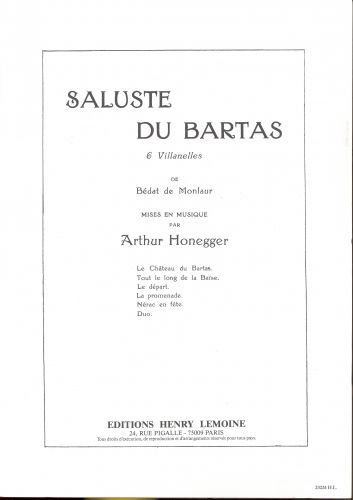 couverture Saluste du Bartas Editions Henry Lemoine