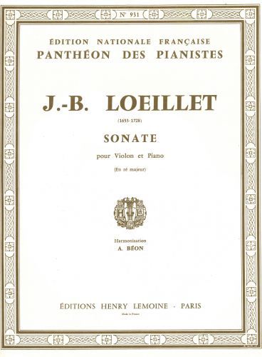 couverture Sonate en R maj. Editions Henry Lemoine