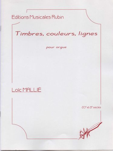 couverture Timbres, couleurs, lignes pour orgue Martin Musique