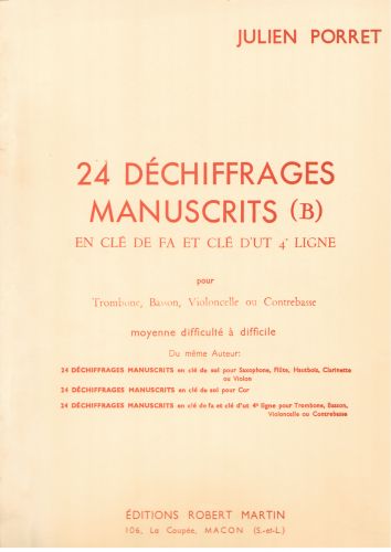 couverture Vingt-Quatre Dchiffrages Manuscrits (B) Editions Robert Martin