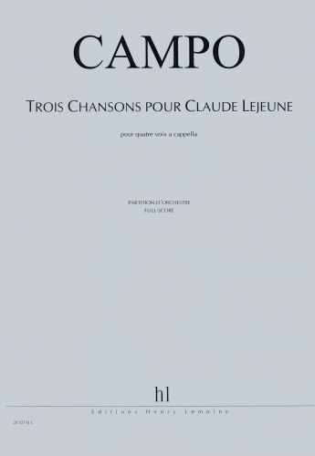 cover Chansons pour Claude Lejeune (3) Editions Henry Lemoine