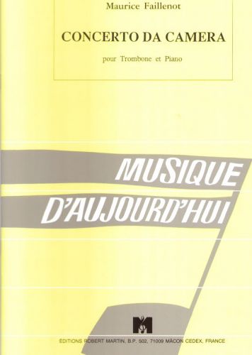 cover Concerto Da Camera, Trombone Solo Editions Robert Martin