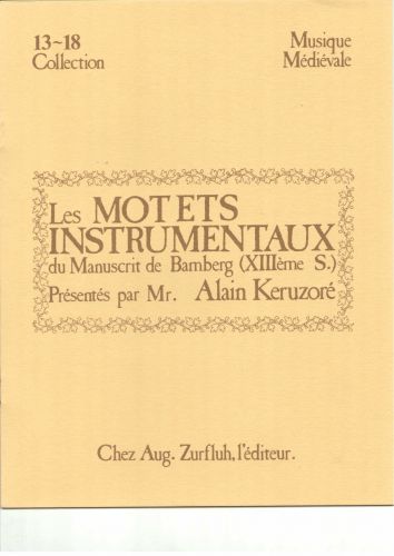 cover Motets Instrumentaux (Maniscrit de Bambe Alain Keruzore) Editions Robert Martin