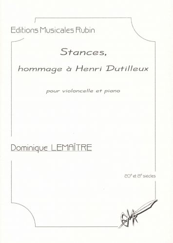cubierta Stances, hommage  Henri Dutilleux  pour violoncelle et piano Martin Musique