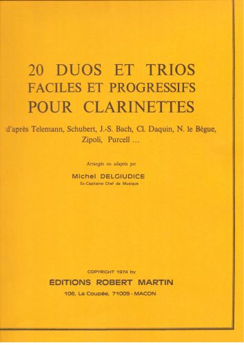 cubierta Vingt Duos et Trios Faciles et Progressifs Editions Robert Martin