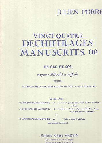 cubierta Vingt-Quatre Dchiffrages Manuscrits (B) Editions Robert Martin