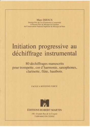 einband Initiation Progressive au Dchiffrage Instrumental Editions Robert Martin