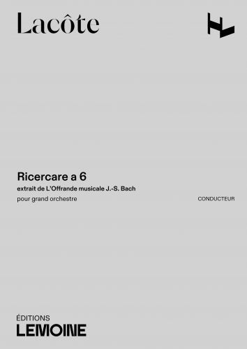 einband Ricercare a 6 Editions Henry Lemoine