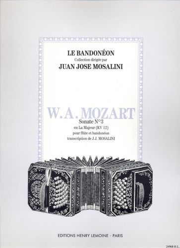 einband Sonate n3 en La maj. KV 12 Editions Henry Lemoine