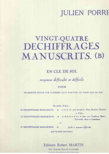 einband Vingt-Quatre Dchiffrages Manuscrits (B) Editions Robert Martin